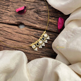 Vriksham Antique 5 Round Pendant Invisible Chain-White Blue-G20618